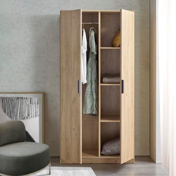 Kledingkast Eiselfing 176x80x52 cm met 4 vakken eikenkleurig, Verzenden, Nieuw