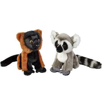 Apen knuffels set van 2 - pluche - 18 cm - ringstaart maki, Verzenden, Nieuw