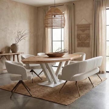 Eettafel suarhout organisch - V Poot / Zwart | World of, Ophalen of Verzenden, Nieuw