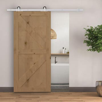 HOMCOM Schuifdeur Set - Zwart Carbon Staal - 183 cm Rail, Verzenden, Nieuw