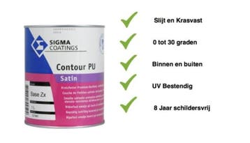 Sigma Contour PU Satin - wit - 1 liter - Vergelijkbaar Si..., Wit, Nieuw, Ophalen of Verzenden, Lak