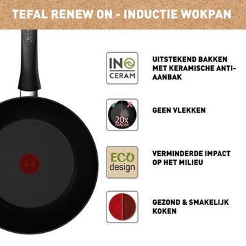Tefal Renew Black ON - Keramische Wokpan - Ø28 cm, Verzenden, Nieuw