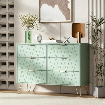 Commode - Dressoir - Ladekast - 100x34x73 cm - Groen - UEV, Verzenden, Zo goed als nieuw