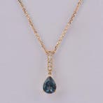 Hanger - 18 karaat Geel goud - 1.38ct. tw. Topaas - Diamant