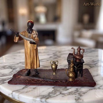 Beeld, Jager met zwaard - 14.5 cm - Brons