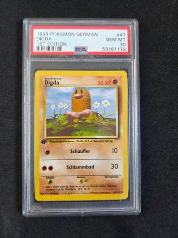 Pokémon - 1 Graded card - Digda #47 First edition - PSA 10 -, Hobby en Vrije tijd, Nieuw