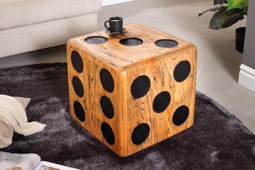 Massieve kubuskruk CUBE 41cm naturel Mindiholz bijzettafel, Ophalen of Verzenden, Nieuw