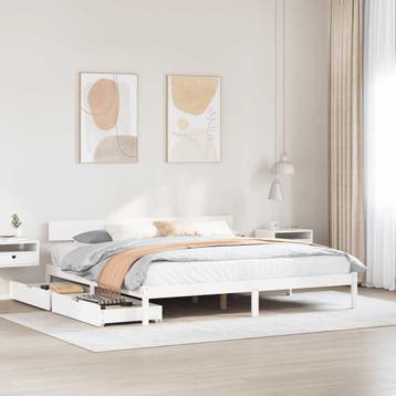 vidaXL Bedframe zonder matras massief grenenhout wit 180x200, Eenpersoons, Verzenden, Wit, Nieuw