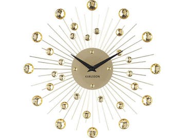 Karlsson Sunburst - Wandklok - Kristal - Goud - Ø30cm, Verzenden, Nieuw