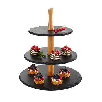 GGM Gastro | Etagère - 3-laags - rond - houten frame - met |, Verzenden, Nieuw in verpakking