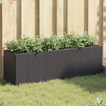 vidaXL Plantenbak met 3 potten 105x30x32 cm poly rattan, Verzenden, Nieuw, Minder dan 60 cm, 30 tot 60 cm