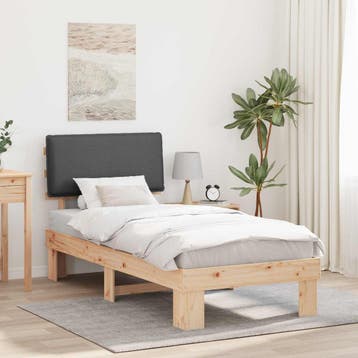 vidaXL Bedframe met Gevoerd Hoofdgedeelte Donkergrijs 80 x, Eenpersoons, Verzenden, Nieuw, Grijs