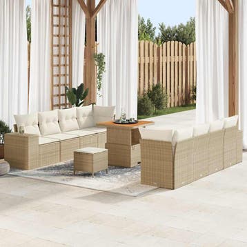 vidaXL Tuin Sofa Set Beige en Crème poly rattan, Verzenden, Nieuw, Rotan