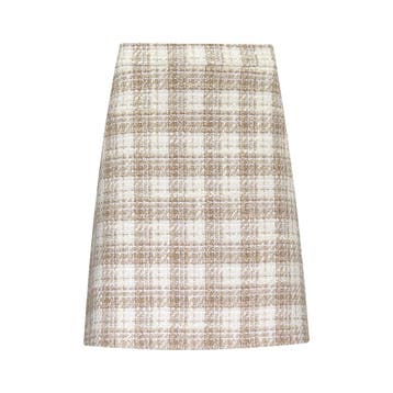 Due Amanti • beige tweed rok • 5 (44), Verzenden, Beige, Maat 42/44 (L), Nieuw