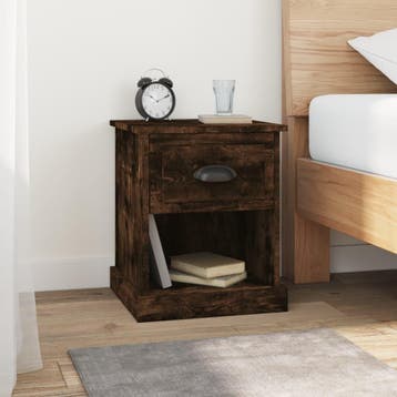 vidaXL Nachtkastjes 2 st 39x39x47,5 cm bewerkt hout gerookt, Huis en Inrichting, Slaapkamer | Nachtkastjes, Minder dan 45 cm, Verzenden