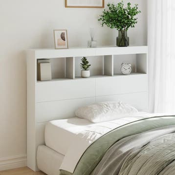 vidaXL Hoofdbordkast met LED-verlichting 120x17x102 cm wit, Verzenden, Nieuw, Wit, Hout