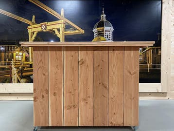 Douglas Houten Bar op Maat | Warm en Duurzaam voor Buiten, Huis en Inrichting, Ophalen of Verzenden, Nieuw, Inclusief barstoelen