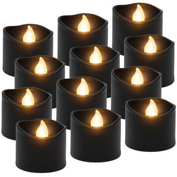 Ruhhy LED Kaarsen Zwart 12-delig – 3,6 cm – Realistisch Vlam, Ophalen of Verzenden, Nieuw