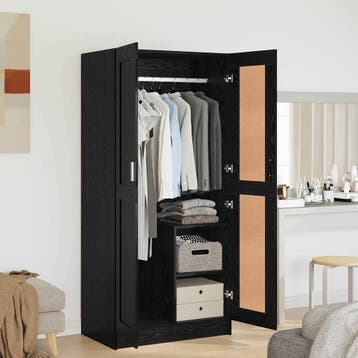vidaXL Kledingkast Zwart Eiken 82,5 x 51,5 x 180 cm Bewerkt, Verzenden, Nieuw