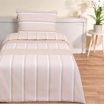 Mexx Home katoenen dekbedovertrek - beige - 1-persoons | 140, Verzenden, Nieuw