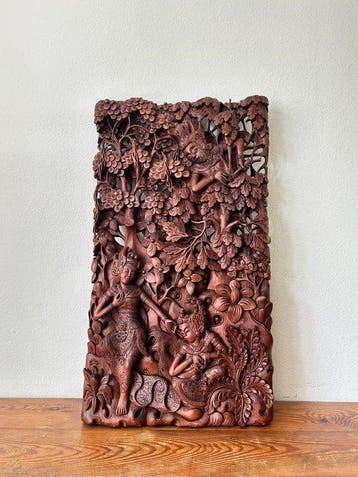 Ramayana - ontvoering van Sita door Ravana - sculptuur -