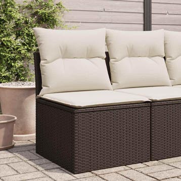 vidaXL Tuinstoel zonder armleuning met kussens poly rattan, Verzenden, Nieuw