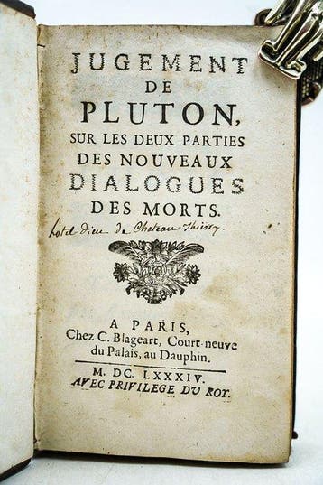 Bernard le Bovier de Fontenelle - Jugement de Pluton, sur