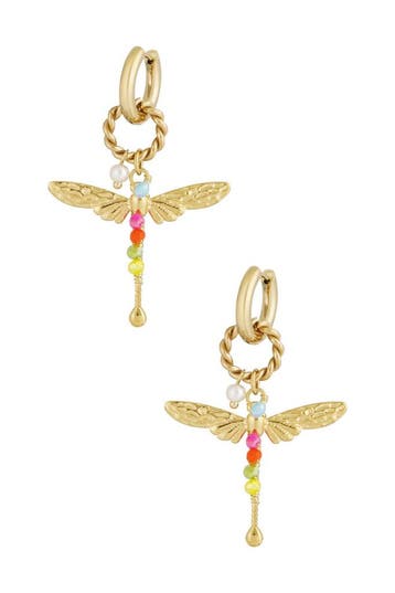 Goudlief Libelle oorbellen (Oorbellen met druppelvorm), Verzenden, Nieuw, Zilver, Overige materialen