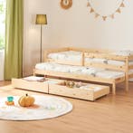 Kinderbed Sonkajärvi met onderschuifbed 90x200 cm naturel [e, Verzenden, Nieuw