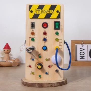 Houten Montessori Busy Board met LED Lichtjes en Schakelaars, Verzenden, Nieuw