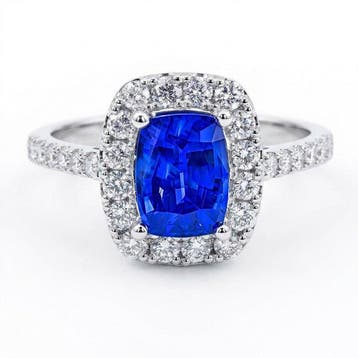 Ring Platina - 1.96ct. tw. Saffier - Diamant, Sieraden, Tassen en Uiterlijk, Ringen, Nieuw