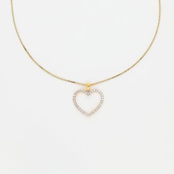 Ketting met hanger - 14 karaat Geel goud Diamant