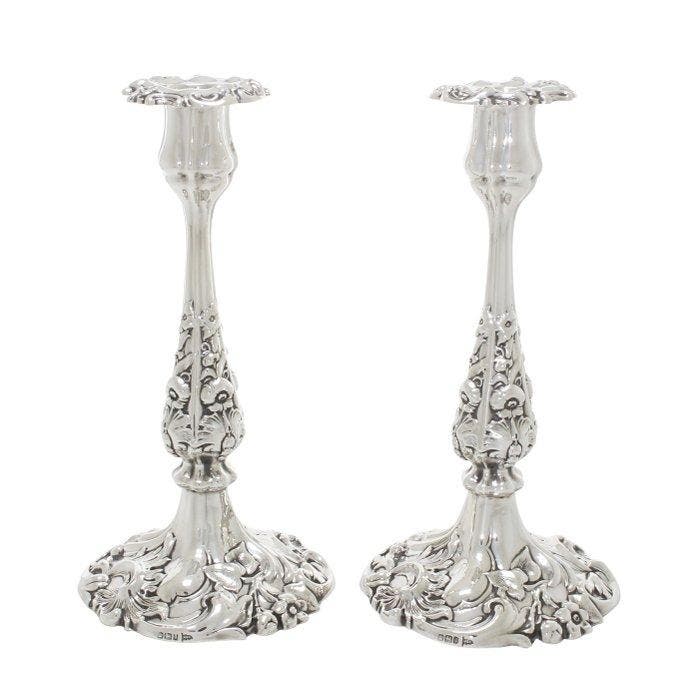 Walker & Hall, Sheffield - Kaarsenhouder (2) - .925 zilver -, Antiek en Kunst, Antiek | Goud en Zilver
