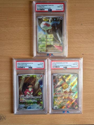 Pokémon - 3 Graded card - Eevee, Turtonator, Chimecho Secret, Nieuw