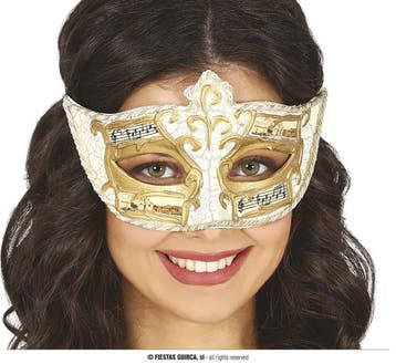 Venetiaans masker goud met muzieknoten, Verzenden, Nieuw, Feestartikel