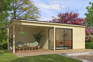 Outdoor Life Tuinhuis Olivia met Overkapping 745 x 295 cm, Tuin en Terras, Tuinhuizen, Nieuw