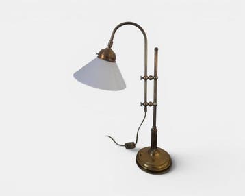 Tafellamp - Koper, Glas - Notarislamp, Antiek en Kunst