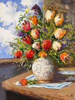 Dino Maselli (XX-XXI) - Tulipani, Antiek en Kunst, Kunst | Schilderijen | Klassiek