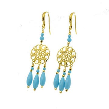 Turquoise - Zilver - Oorbellen