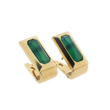 Gouden oorbellen met jade, Gebruikt, Ophalen of Verzenden, Met edelsteen, Goud