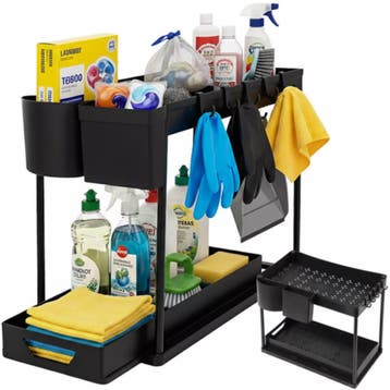 Ruhhy gootsteen organizer 2-laags – zwart rek met uittrek., Hobby en Vrije tijd, Ophalen of Verzenden, Nieuw