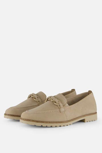 Tamaris Instappers taupe Leer - Maat 38 (Damesschoenen), Verzenden, Nieuw