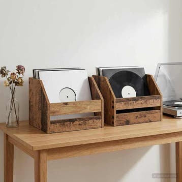 vidaXL Vinyl Album Doos 2 st Oud hout 38 x 30 x 29 cm, Huis en Inrichting, Verzenden, Nieuw