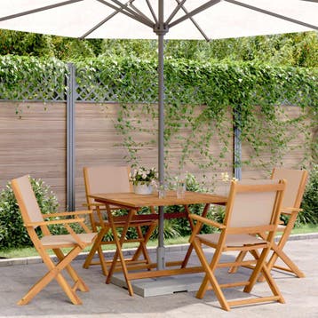 vidaXL 5-delige Tuinset massief hout en stof taupe, Tuin en Terras, Verzenden, Nieuw, Hardhout, Tuinset