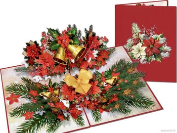3D Kerstkaart Tafelstuk Kerststerren Kerststuk pop-up kaart, Verzenden, Nieuw