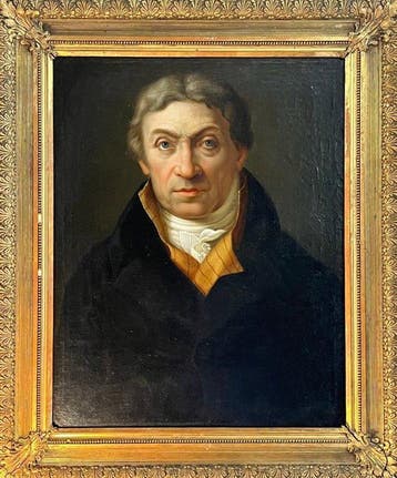 Franse school (XIX) - Portrait d’homme au regard intense, Antiek en Kunst, Kunst | Schilderijen | Klassiek