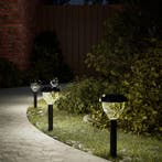 vidaXL Tuinpadverlichting 4 st solar met grondpennen RGB en, Verzenden, Nieuw, Kunststof, Zonne-energie