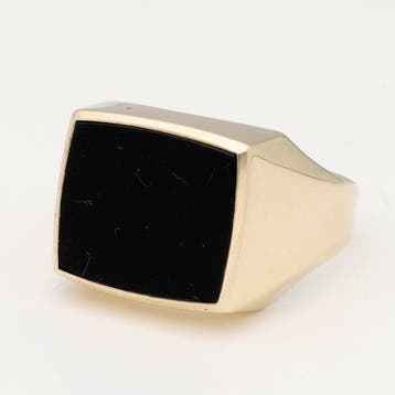 Zonder minimumprijs - Ring - 8 karaat Geel goud - Onyx, Sieraden, Tassen en Uiterlijk, Nieuw