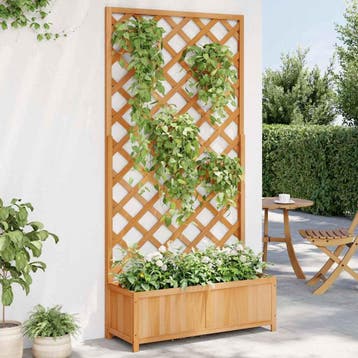 vidaXL Plantenbak met latwerk 90x35x180 cm massief vurenhout, Verzenden, Minder dan 60 cm, Nieuw, 60 cm of meer