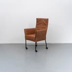 8x Montis Chaplin Stoel Buffalo Leer Cognac - Zwart/Wiel, Huis en Inrichting, Stoelen, Ophalen, Zo goed als nieuw, Bruin, Leer